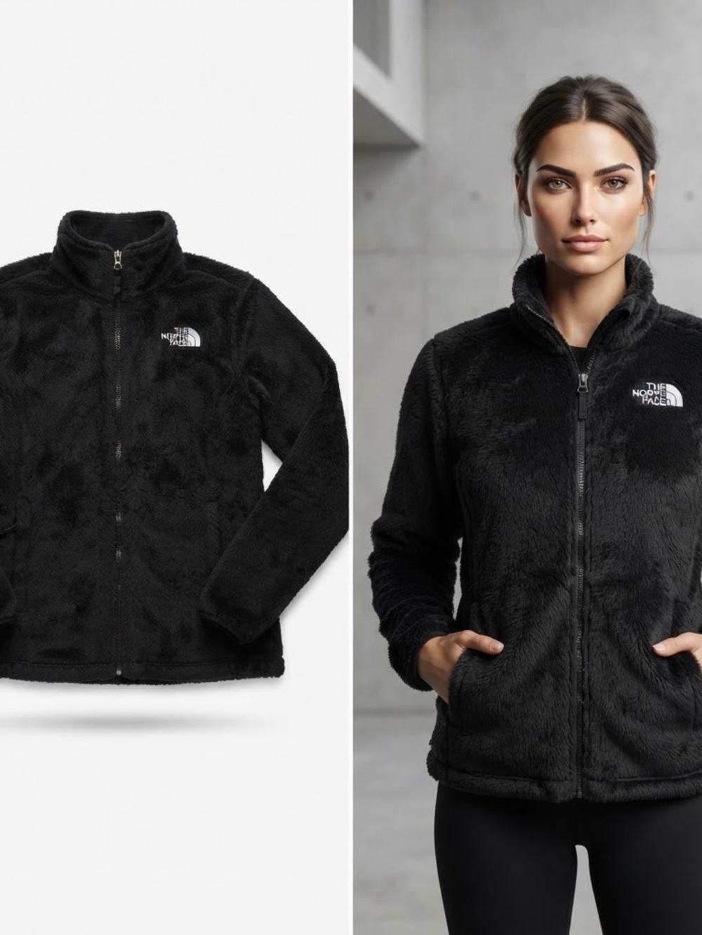The North Face Women’s Black Plush Teddy Fleece Jacket Small